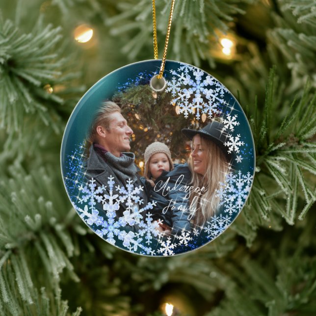 Schneeflocken Foto Türkisch Keramik Ornament (Baum)