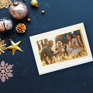 Schneeflocken Foto Weihnachten Chic einfache Typog Folien Feiertagskarte