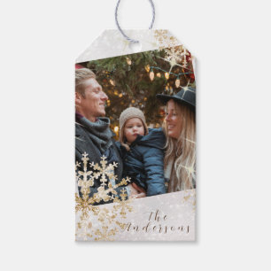 Schneeflocken Foto Weiß Geschenkanhänger