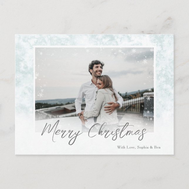 Schneeflocken Frohe Weihnachten Ein Foto Postkarte (Vorderseite)