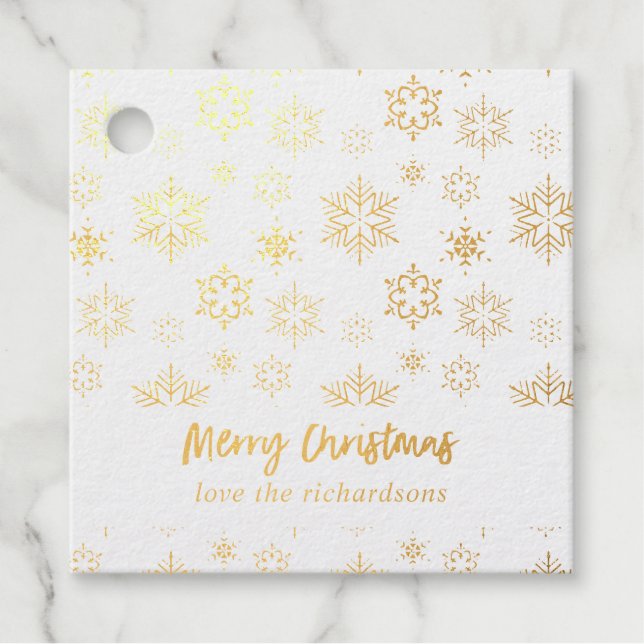 Schneeflocken Frohe Weihnachten Geschenkanhänger (Vorderseite)