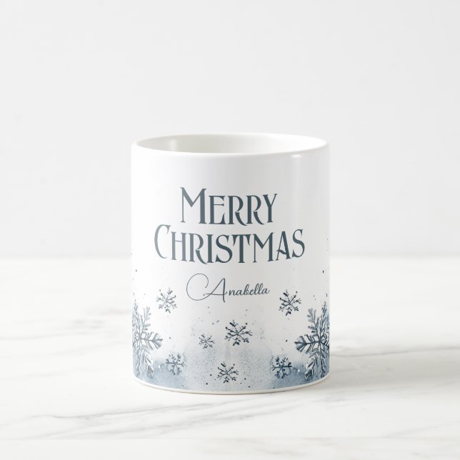 Schneeflocken Frohe Weihnachten Individuelle Name  Kaffeetasse (Mittel)