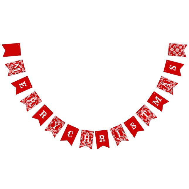 Schneeflocken Frohe Weihnachts Red Bunting Fahnen Wimpelkette (Alle)