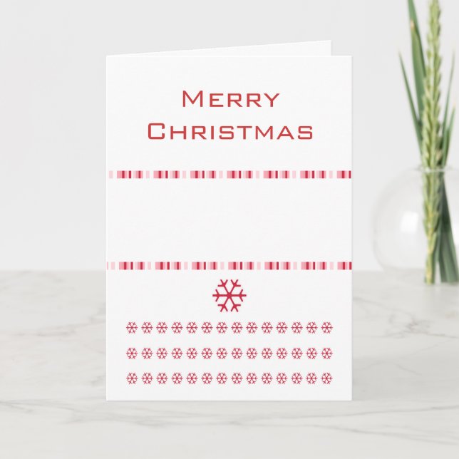 Schneeflocken Frohe WeihnachtsStreifen Familienfes Feiertagskarte (Vorderseite)