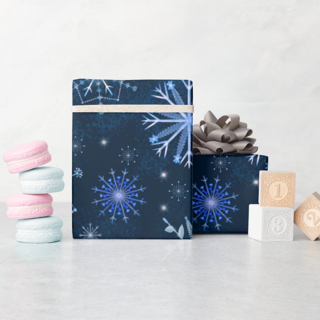 Schneeflocken, gefroren, Zweige und Blume Geschenkpapier (Babyparty)