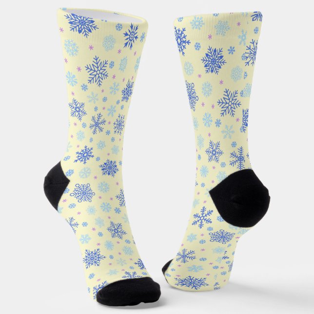 Schneeflocken Gelbe Pastel Gelb Elegant Stilvoll Socken (Gewinkelt)