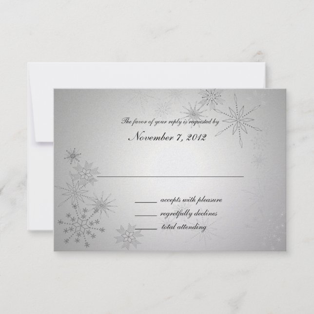 Schneeflocken Gemische Silver Wedding Response RSVP Karte (Vorderseite)