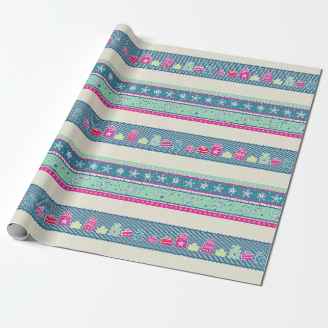 Schneeflocken & Geschenke Geschenkpapier (Ungerollt)