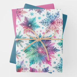 Schneeflocken Geschenkpapier Set