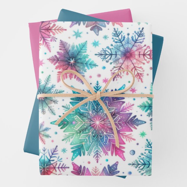 Schneeflocken Geschenkpapier Set (Beispiel)