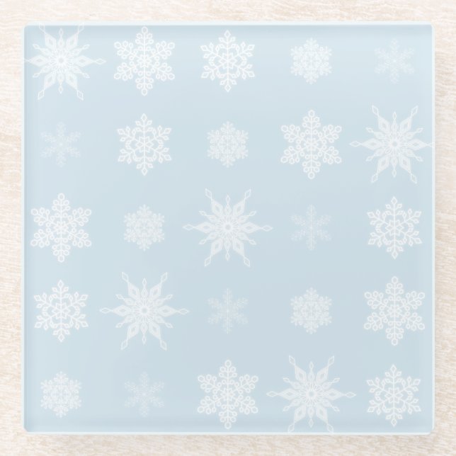 Schneeflocken Glasuntersetzer (Vorderseite)