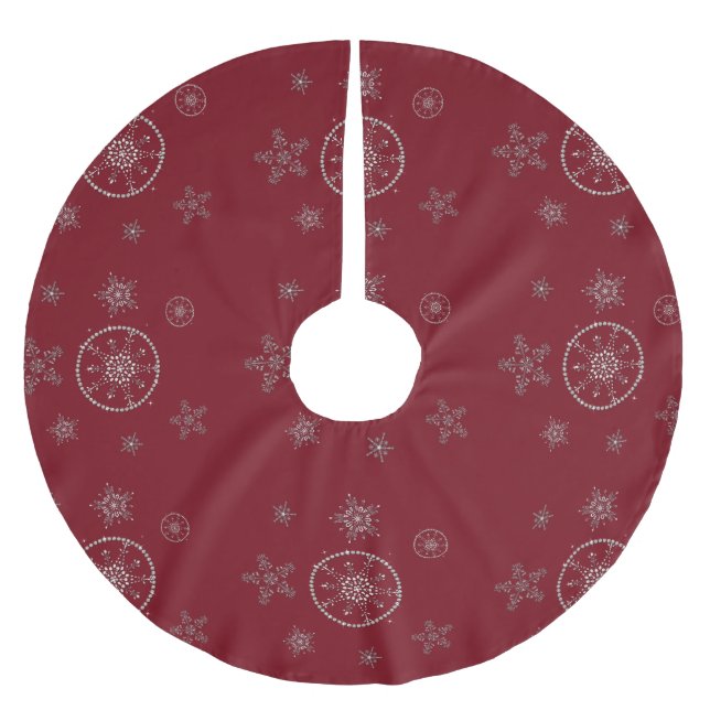 Schneeflocken Glitzern Glitzer Roter Weihnachtssch Polyester Weihnachtsbaumdecke (Vorderseite)