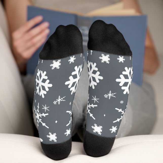 Schneeflocken Grau Socken (Unterseite)