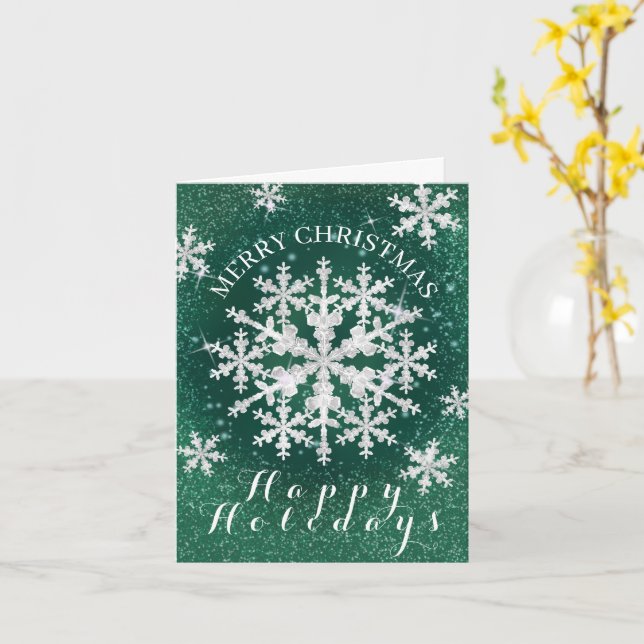 Schneeflocken grün weiß karte (Gelbe Blume)