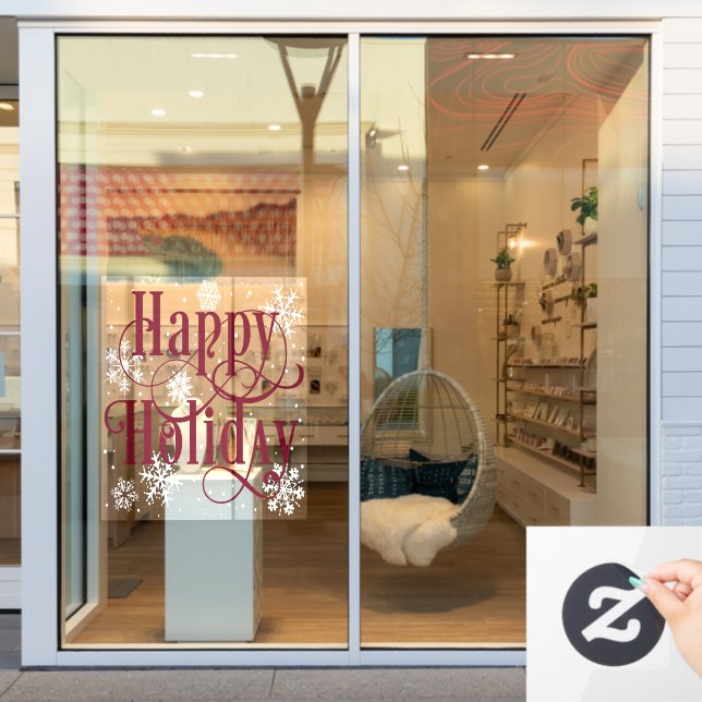 Schneeflocken Happy Holiday decal Store Fensterheb Fensteraufkleber (Schaufenster)