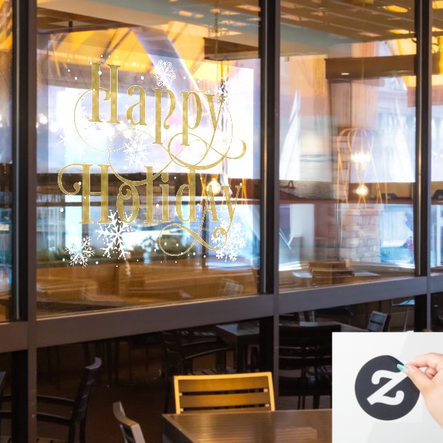 Schneeflocken Happy Holiday, Restaurant Fensterkla Fensteraufkleber (Restaurantfenster)