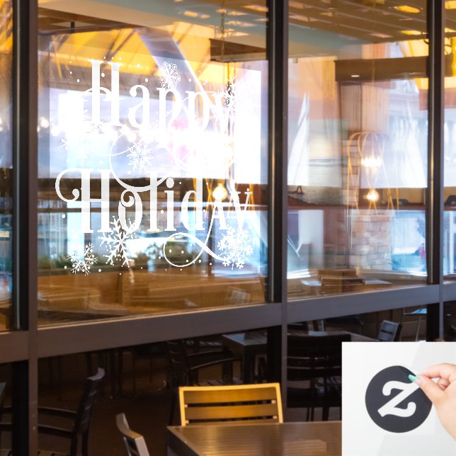Schneeflocken Happy Holiday, Restaurant Fensterkla Fensteraufkleber (Restaurantfenster)