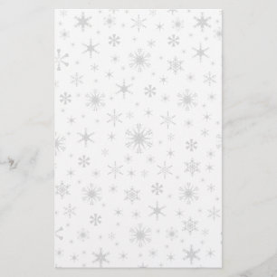Schneeflocken - hellgrau auf Weiß Briefpapier