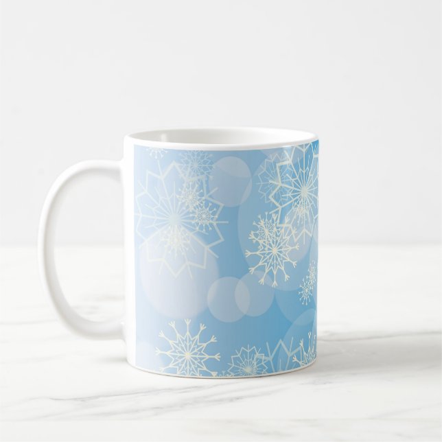 Schneeflocken-Hintergrund Kaffeetasse (Links)