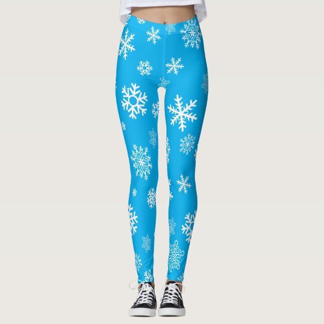 Schneeflocken - Hintergrundfarbe anpassen Leggings (Vorderseite)