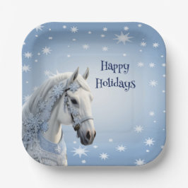 Schneeflocken Horse Holiday Weihnachtspapier Tafel Pappteller