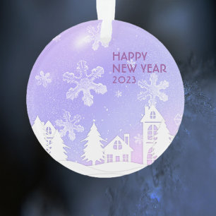 Schneeflocken im lila Weißen Haus Weihnachten - Ne Ornament