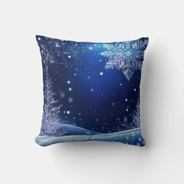 Schneeflocken im Mitternachtfrost Kissen (Vorderseite)