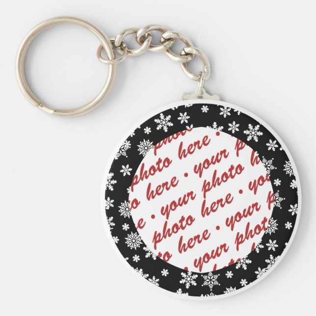 Schneeflocken im Schwarzen Hintergrund - Foto Schlüsselanhänger (Vorne)