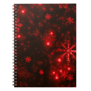 Schneeflocken im tiefen roten Hintergrund Notizblock