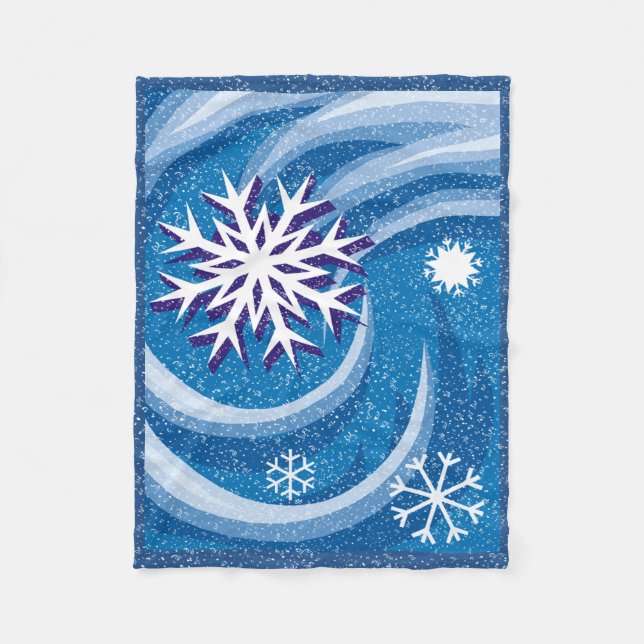 Schneeflocken im Wind - Fleecedecke (Vorderseite)