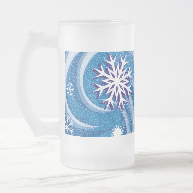 Schneeflocken im Wind - Mattglas Bierglas (Links)