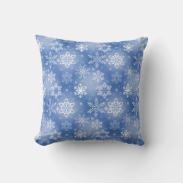 Schneeflocken im Winter blau Kissen