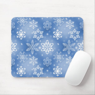 Schneeflocken im Winter blau Mousepad