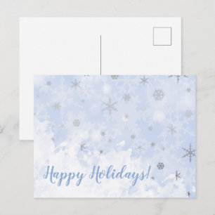 Schneeflocken Imitate aus Metall in Babyblau Farbe Postkarte