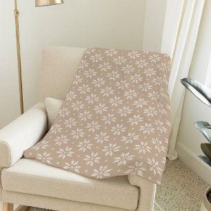 Schneeflocken in Beige und Weiß   Urlaub Fleecedecke