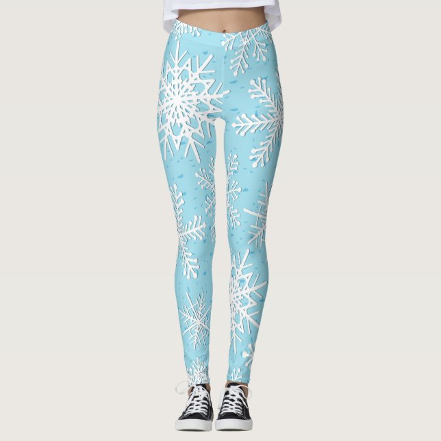 Schneeflocken in blau leggings (Vorderseite)