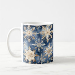 Schneeflocken in Blau und Gold Kaffeetasse