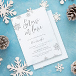 Schneeflocken in Liebe Winter Brautparty Einladung<br><div class="desc">Entdecken Sie den Zauber der Liebe im Winter mit unserer Brautdusche "Schnee in Liebe". Chic Skript schmückt die Spitze,  ergänzt durch Imitate silberne Glitzer Schneeflocken. Die elegante Typografie und der pastellblaue Aquarellhintergrund Set für ein zauberhaftes Fest.</div>