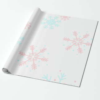 Schneeflocken in Rosa und Blau Geschenkpapier