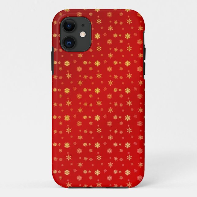 Schneeflocken in Rot Case-Mate iPhone Hülle (Rückseite)