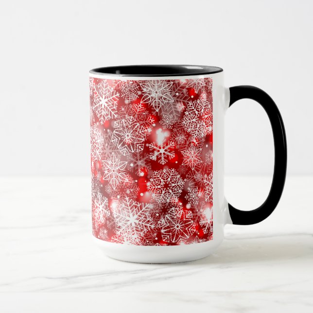 Schneeflocken in Rot Tasse (Rechts)