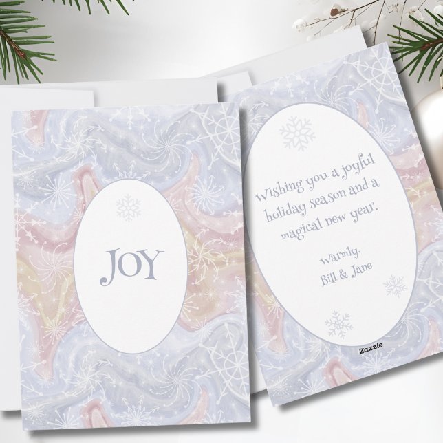 Schneeflocken JOY Weihnachts-Flat-Karte – Benutzer Feiertagskarte (Snowflake Joy Holiday Flat Card)