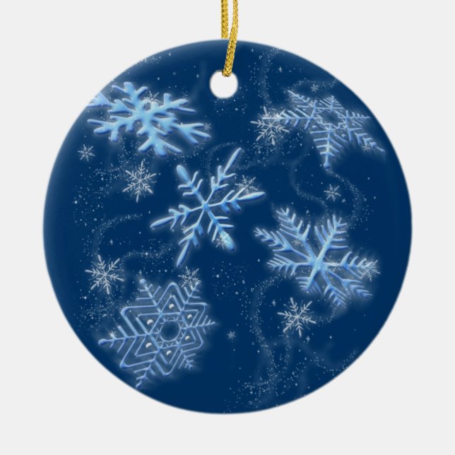 Schneeflocken Keramik Ornament (Vorne)