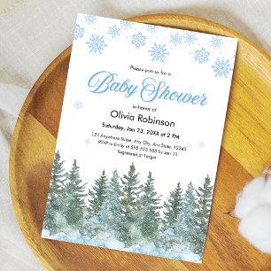 Schneeflocken Kiefern Winter Baby Shower Einladung