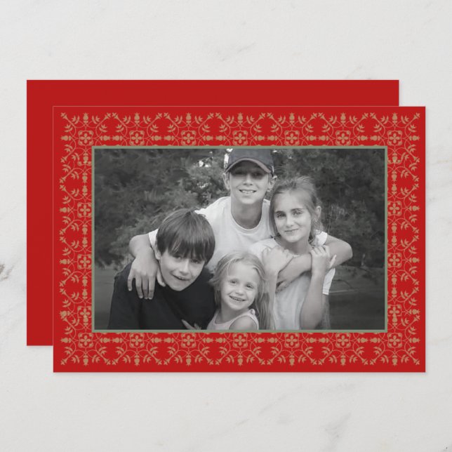 Schneeflocken Klassische Weihnachtsfotokarte 1 Fot Feiertagskarte (Vorne/Hinten)