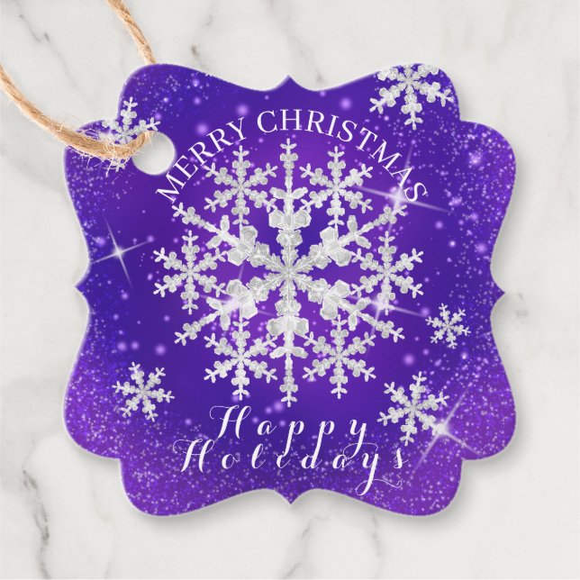 Schneeflocken Lila Geschenkanhänger (Vorderseite)