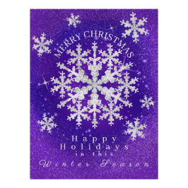 Schneeflocken Lila weißes Glossposter Poster