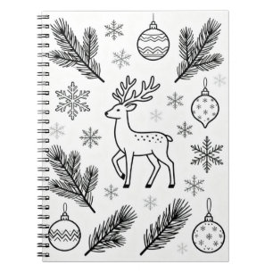 Schneeflocken Line Art Notizbuch Notizblock