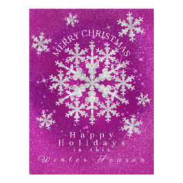 Schneeflocken Magenta Weißes Glossposter Poster