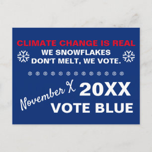 Schneeflocken Melt nicht, wir wählen Blue 2020-Wah Postkarte